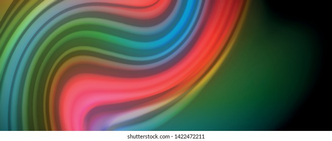 Colores de arcoiris líquido flotante - moderno afiche de flujo colorido. Formas líquidas onduladas. Diseño artístico para su proyecto de diseño. Plantilla de vector