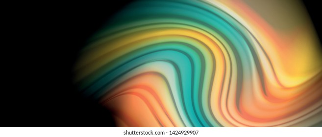 Flowing liquid rainbow colors - modern colorful flow poster. Wave liquid shapes. Art design for your design project. Vector template