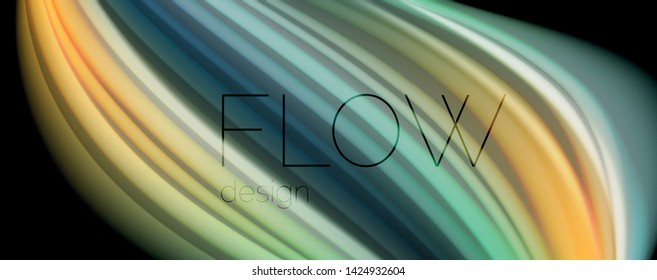 Colores de arcoiris líquido flotante - moderno afiche de flujo colorido. Formas líquidas onduladas. Diseño artístico para su proyecto de diseño. Plantilla de vector