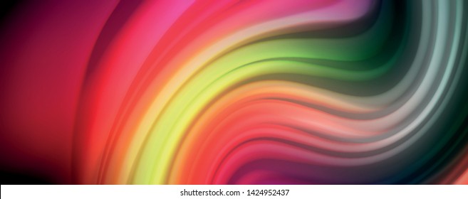 Colores de arcoiris líquido flotante - moderno afiche de flujo colorido. Formas líquidas onduladas. Diseño artístico para su proyecto de diseño. Plantilla de vector