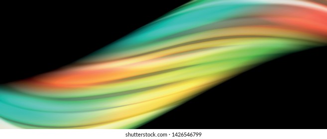 Flowing liquid rainbow colors - modern colorful flow poster. Wave liquid shapes. Art design for your design project. Vector template