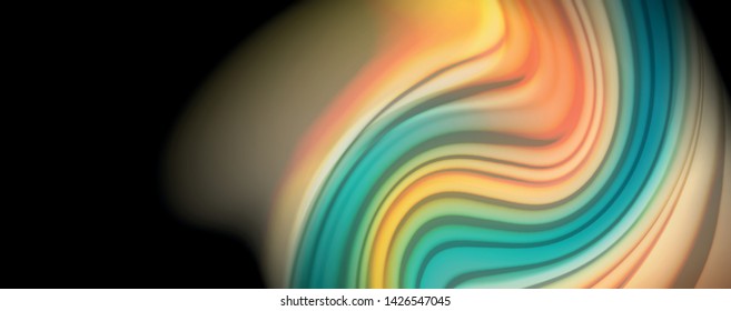 Flowing liquid rainbow colors - modern colorful flow poster. Wave liquid shapes. Art design for your design project. Vector template