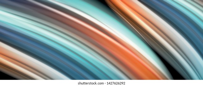 Flowing liquid rainbow colors - modern colorful flow poster. Wave liquid shapes. Art design for your design project. Vector template