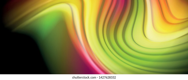 Flowing liquid rainbow colors - modern colorful flow poster. Wave liquid shapes. Art design for your design project. Vector template