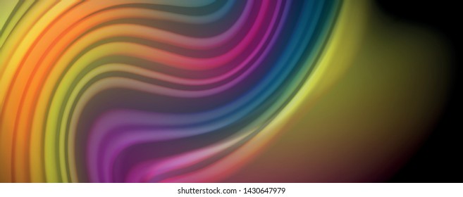 Flowing liquid rainbow colors - modern colorful flow poster. Wave liquid shapes. Art design for your design project. Vector template