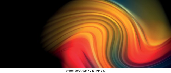 Flowing liquid rainbow colors - modern colorful flow poster. Wave liquid shapes. Art design for your design project. Vector template