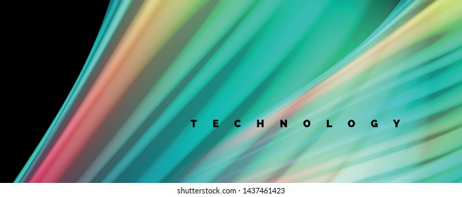 Flowing liquid rainbow colors - modern colorful flow poster. Wave liquid shapes. Art design for your design project. Vector template