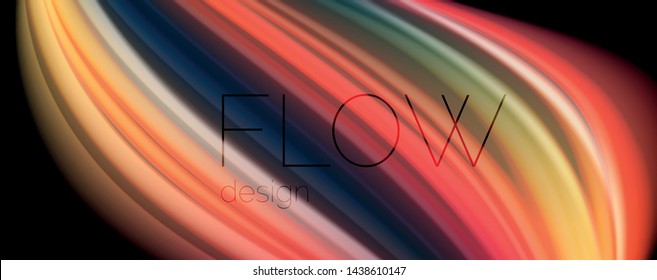 Flowing liquid rainbow colors - modern colorful flow poster. Wave liquid shapes. Art design for your design project. Vector template