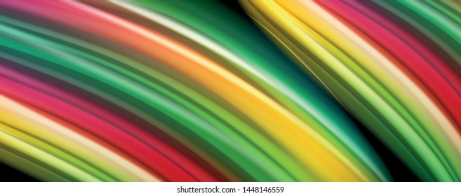 Flowing liquid rainbow colors - modern colorful flow poster. Wave liquid shapes. Art design for your design project. Vector template