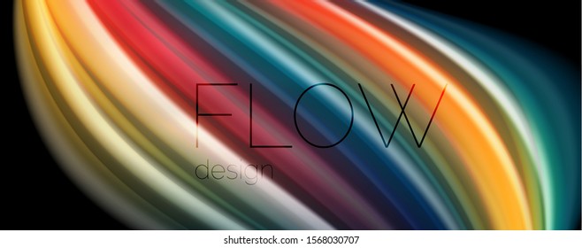 Flowing liquid rainbow colors - modern colorful flow poster. Wave liquid shapes. Art design for your design project. Vector template