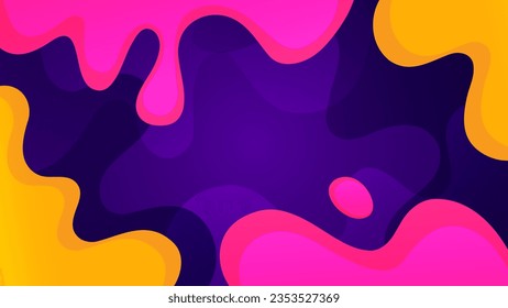 Flowing liquid shapes. Pink and orange color splashes. Bubble gum and honey. Abstract dynamic background. Vector illustration.