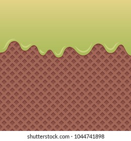 Flowing melon syrup on chocolate wafer vector.