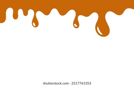 fluindo caramelo derretido sobre fundo branco. ilustração de mel para design de banner ou embalagem.