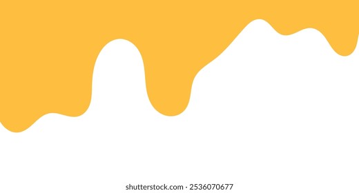 fluindo caramelo derretido sobre fundo branco. ilustração mel. colorido canto líquido ondulado. derretendo elemento de design lodo. padrão de gotejamento de mel abstrato. pingando tinta amarela.