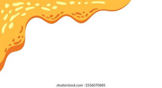fluindo caramelo derretido sobre fundo branco. ilustração mel. colorido canto líquido ondulado. derretendo elemento de design lodo. padrão de gotejamento de mel abstrato. pingando tinta amarela.