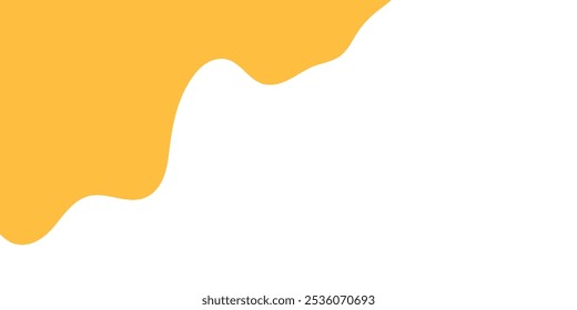 Caramelo derretido que fluye sobre fondo blanco. ilustración de la miel. esquina líquida ondulada colorida. elemento de diseño de baba derretida. patrón de goteo de miel abstracto. pintura amarilla goteante.