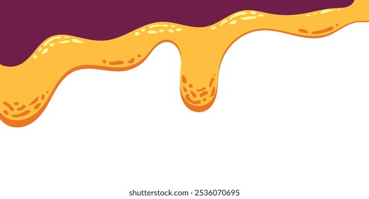 fluindo caramelo derretido sobre fundo branco. ilustração mel. colorido canto líquido ondulado. derretendo elemento de design lodo. padrão de gotejamento de mel abstrato. pingando tinta amarela.