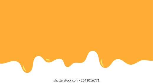 Caramelo derretido que fluye sobre fondo blanco. ilustración de la miel. esquina líquida ondulada colorida. elemento de diseño de baba derretida. patrón de goteo de miel abstracto. pintura amarilla goteante.