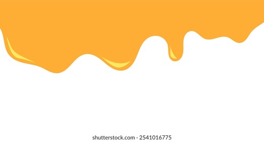 fluindo caramelo derretido sobre fundo branco. ilustração mel. colorido canto líquido ondulado. derretendo elemento de design lodo. padrão de gotejamento de mel abstrato. pingando tinta amarela.