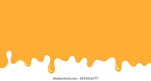 fluindo caramelo derretido sobre fundo branco. ilustração mel. colorido canto líquido ondulado. derretendo elemento de design lodo. padrão de gotejamento de mel abstrato. pingando tinta amarela.