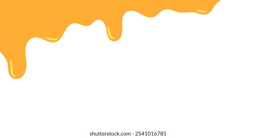 fluindo caramelo derretido sobre fundo branco. ilustração mel. colorido canto líquido ondulado. derretendo elemento de design lodo. padrão de gotejamento de mel abstrato. pingando tinta amarela.