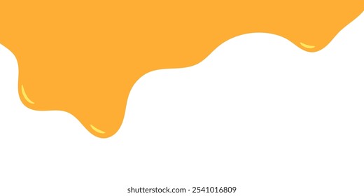 Caramelo derretido que fluye sobre fondo blanco. ilustración de la miel. esquina líquida ondulada colorida. elemento de diseño de baba derretida. patrón de goteo de miel abstracto. pintura amarilla goteante.