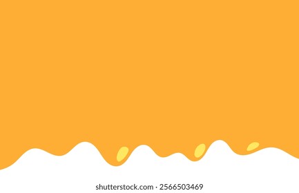 flowing melted caramel on white background. honey illustration. colorful wavy liquid corner. melting slime design element. abstract honey dripping pattern. dripping yellow paint.