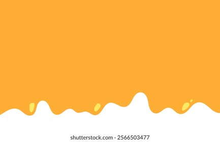 flowing melted caramel on white background. honey illustration. colorful wavy liquid corner. melting slime design element. abstract honey dripping pattern. dripping yellow paint.