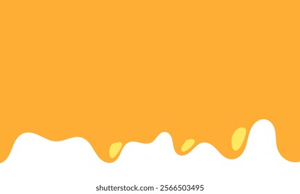 flowing melted caramel on white background. honey illustration. colorful wavy liquid corner. melting slime design element. abstract honey dripping pattern. dripping yellow paint.