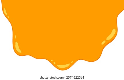 flowing melted caramel on white background. honey illustration. colorful wavy liquid corner. melting slime design element. abstract honey dripping pattern. dripping yellow paint.