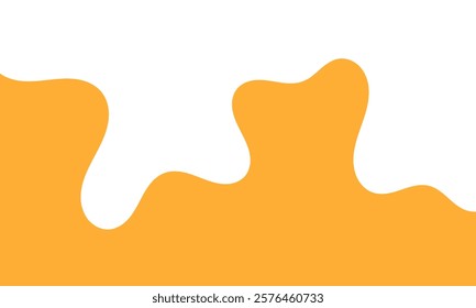 flowing melted caramel on white background. honey illustration. colorful wavy liquid corner. melting slime design element. abstract honey dripping pattern. dripping yellow paint.