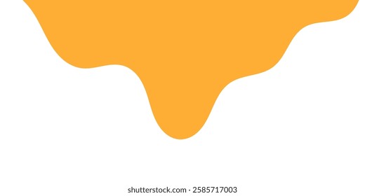 flowing melted caramel on white background. honey illustration. colorful wavy liquid corner. melting slime design element. abstract honey dripping pattern. dripping yellow paint.