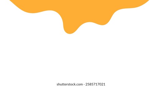 flowing melted caramel on white background. honey illustration. colorful wavy liquid corner. melting slime design element. abstract honey dripping pattern. dripping yellow paint.