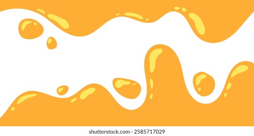 flowing melted caramel on white background. honey illustration. colorful wavy liquid corner. melting slime design element. abstract honey dripping pattern. dripping yellow paint.