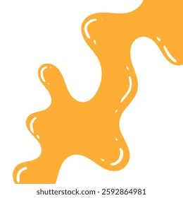 flowing melted caramel on white background. honey illustration. colorful wavy liquid corner. melting slime design element. abstract honey dripping pattern. dripping yellow paint.