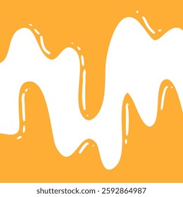 flowing melted caramel on white background. honey illustration. colorful wavy liquid corner. melting slime design element. abstract honey dripping pattern. dripping yellow paint.