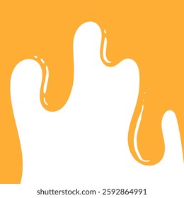 flowing melted caramel on white background. honey illustration. colorful wavy liquid corner. melting slime design element. abstract honey dripping pattern. dripping yellow paint.