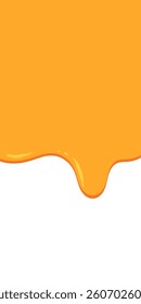 flowing melted caramel on white background. honey illustration. colorful wavy liquid corner. melting slime design element. abstract honey dripping pattern. dripping yellow paint.