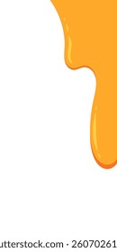flowing melted caramel on white background. honey illustration. colorful wavy liquid corner. melting slime design element. abstract honey dripping pattern. dripping yellow paint.