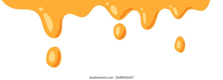 fluindo caramelo derretido sobre fundo branco. ilustração mel. colorido canto líquido ondulado. derretendo elemento de design lodo. padrão de gotejamento de mel abstrato. pingando tinta amarela.