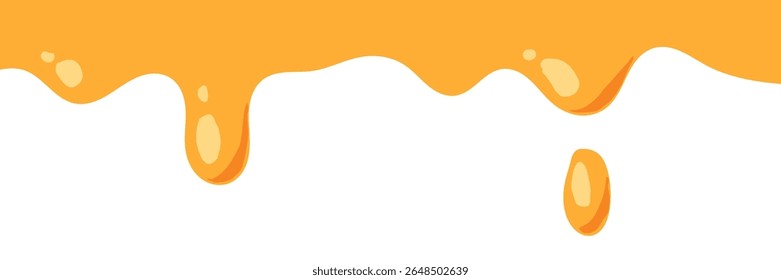 fluindo caramelo derretido sobre fundo branco. ilustração mel. colorido canto líquido ondulado. derretendo elemento de design lodo. padrão de gotejamento de mel abstrato. pingando tinta amarela.