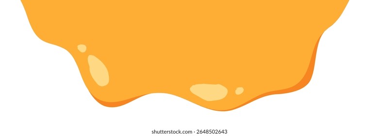 flowing melted caramel on white background. honey illustration. colorful wavy liquid corner. melting slime design element. abstract honey dripping pattern. dripping yellow paint.