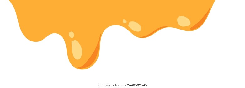 flowing melted caramel on white background. honey illustration. colorful wavy liquid corner. melting slime design element. abstract honey dripping pattern. dripping yellow paint.