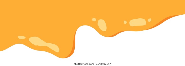 flowing melted caramel on white background. honey illustration. colorful wavy liquid corner. melting slime design element. abstract honey dripping pattern. dripping yellow paint.