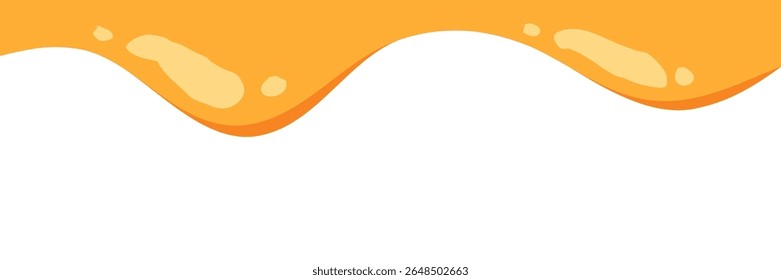 flowing melted caramel on white background. honey illustration. colorful wavy liquid corner. melting slime design element. abstract honey dripping pattern. dripping yellow paint.