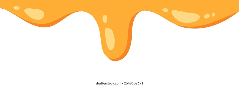 flowing melted caramel on white background. honey illustration. colorful wavy liquid corner. melting slime design element. abstract honey dripping pattern. dripping yellow paint.