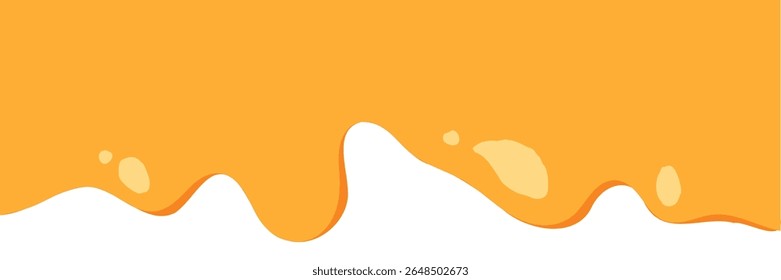 flowing melted caramel on white background. honey illustration. colorful wavy liquid corner. melting slime design element. abstract honey dripping pattern. dripping yellow paint.