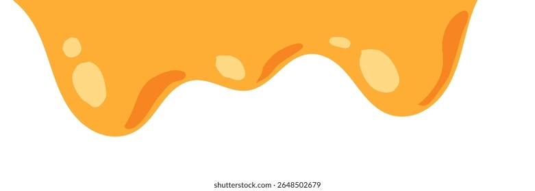 flowing melted caramel on white background. honey illustration. colorful wavy liquid corner. melting slime design element. abstract honey dripping pattern. dripping yellow paint.