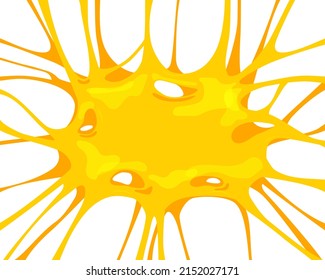 Flowing melted cheese. Vector cartoon background of hot cheddar, parmesan or holland cheesy with holes isolated background. 