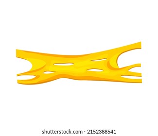 Flowing melted cheese. Vector cartoon background of hot cheddar, parmesan or holland cheesy with holes isolated on white background. 